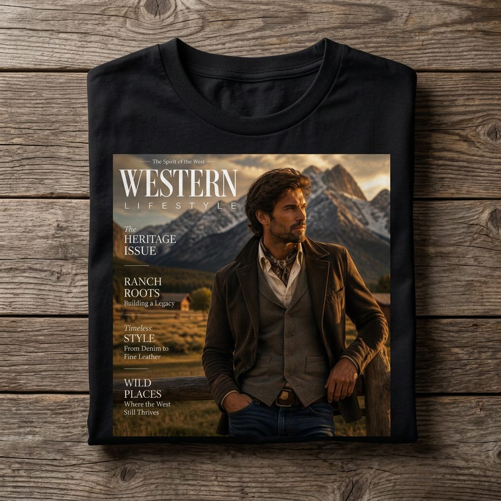 AI cowboy T-shirt mockup โ Luxury Ranch style